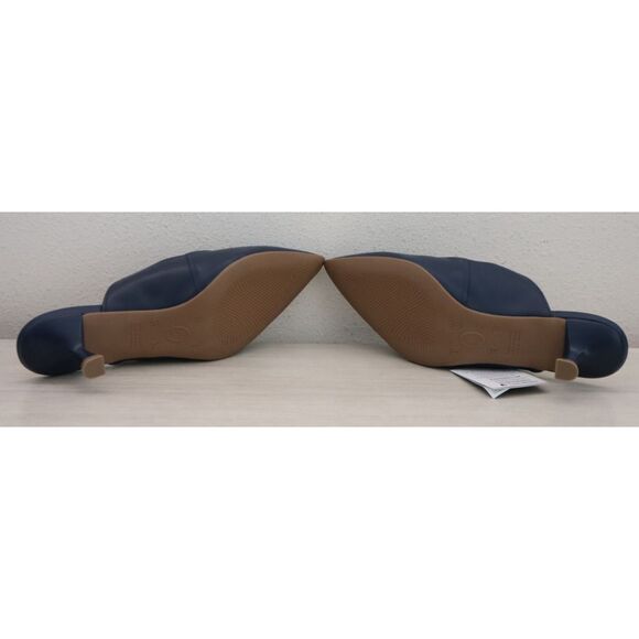 Bottero WMN Sz 8 Navy Blue Leather Botlivia Legacy Pointed Toe Kitten Heels - Picture 3 of 16